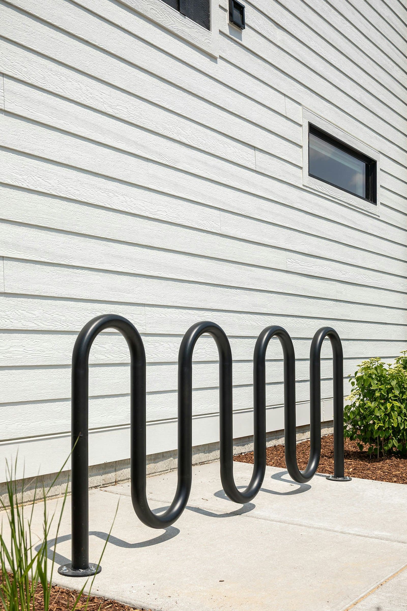 Bike rack beside the townhomes